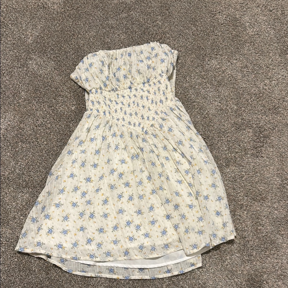 Vici Cream Sundress with Blue Floral Print
